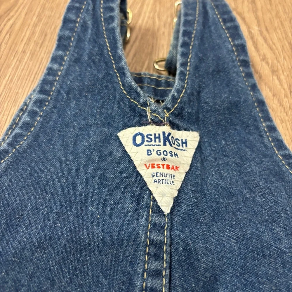 Vtg‎ Oshkosh B'Gosh Denim Blue Jean Overalls 12 Month Made In USA Plain - Picture 5 of 7